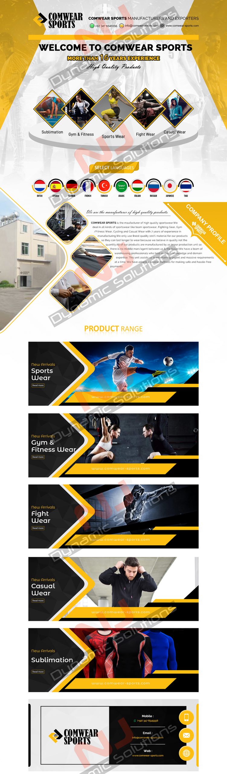 Comwear Sports Alibaba Minisite Design